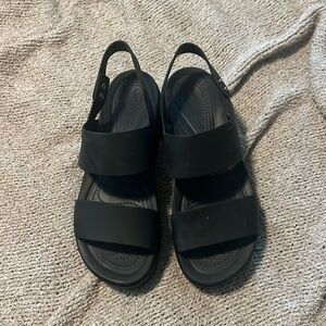 Black Croc Sandals - lightly worn